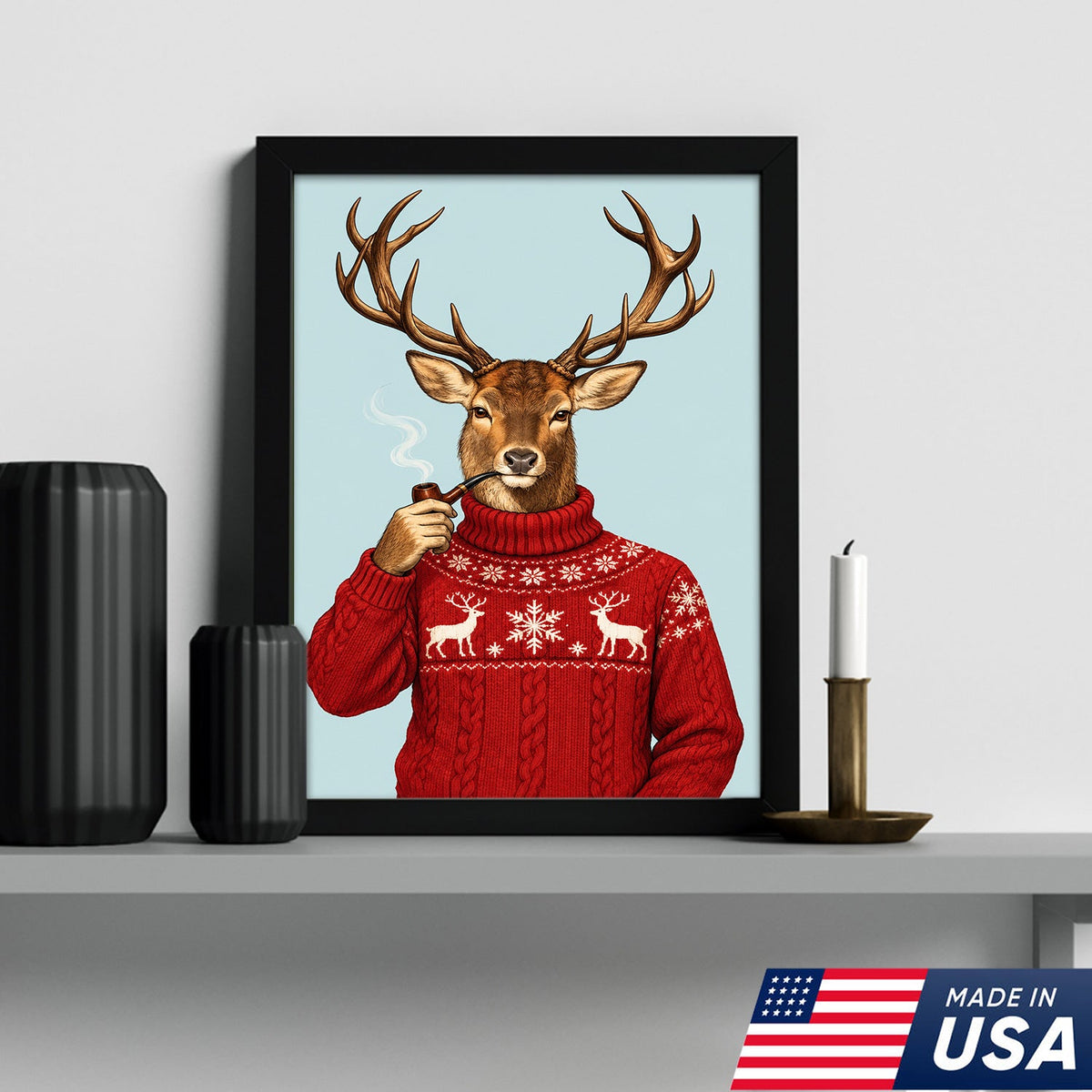 Cozy Christmas Buck Canvas