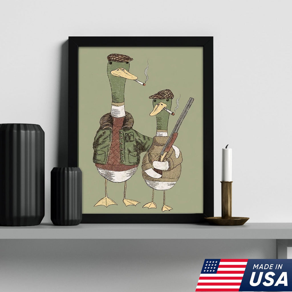 Funny Hunting Duck Wall Art, Duck Hunter Canvas, Gift for Hunter