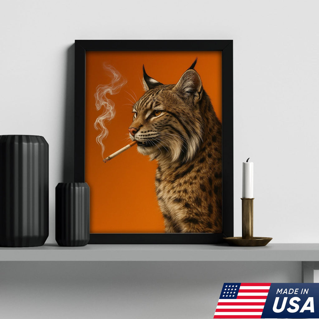 Bobcat Canvas Wall Art – Rustic Wildlife Decor – Hunting Cabin Artwork – Mountain Lodge Wall Hanging