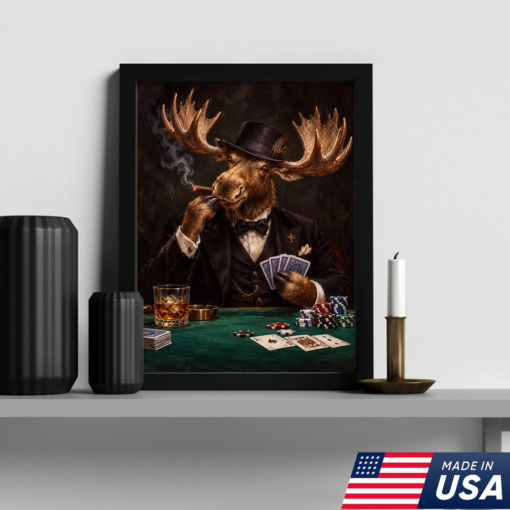 Gentleman Moose Poker Canvas