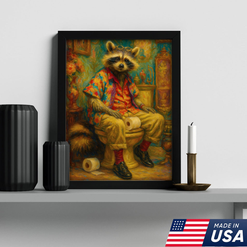 Funny Raccoon on Toilet Canvas Wall Art – Hawaiian Shirt product image 9