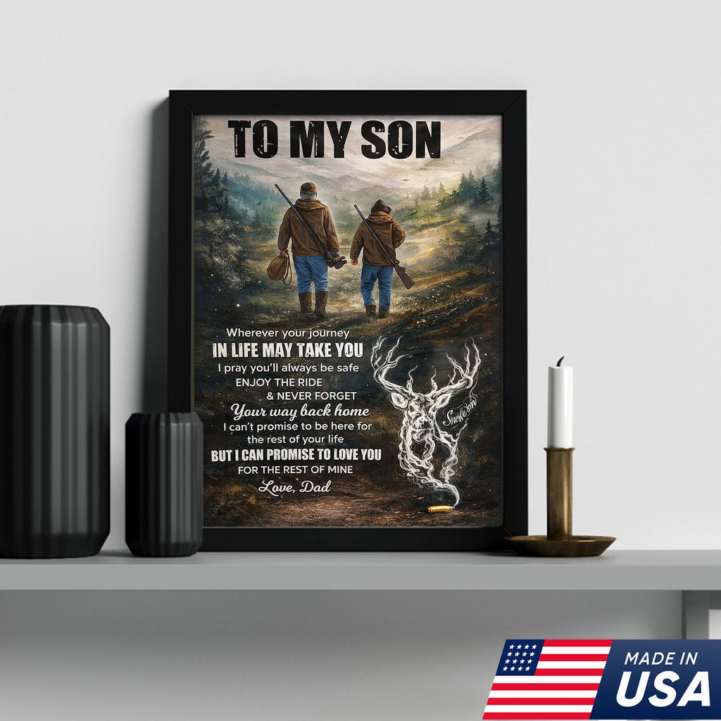 To My Son Hunting Canvas Wall Art, Father and Son Outdoor Journey Artwork