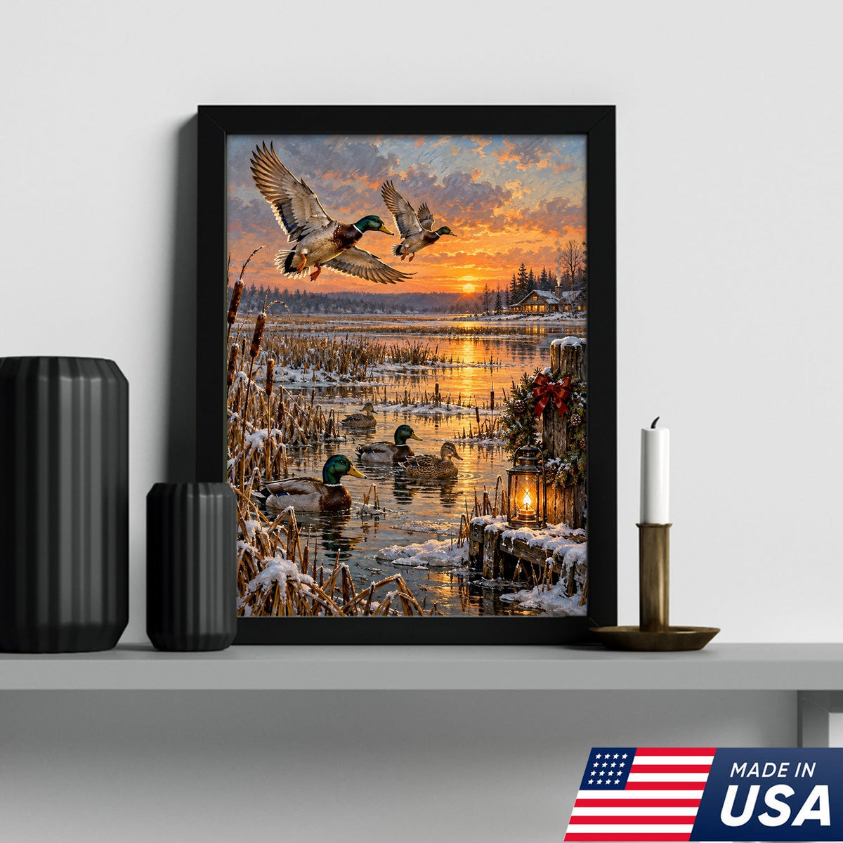 Christmas Mallard Sunset Canvas