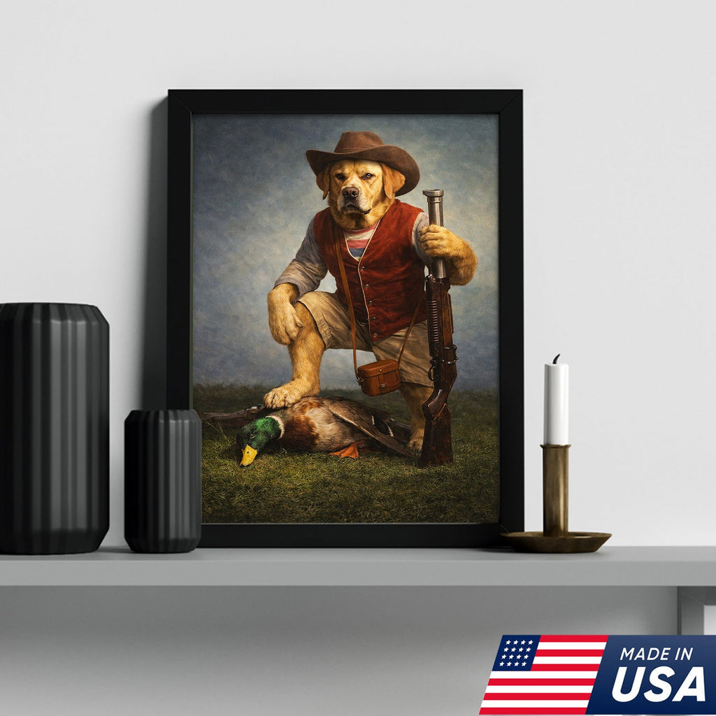 Funny Hunting Dog Canvas Wall Art Duck Hunter Dog Outdoor Decor