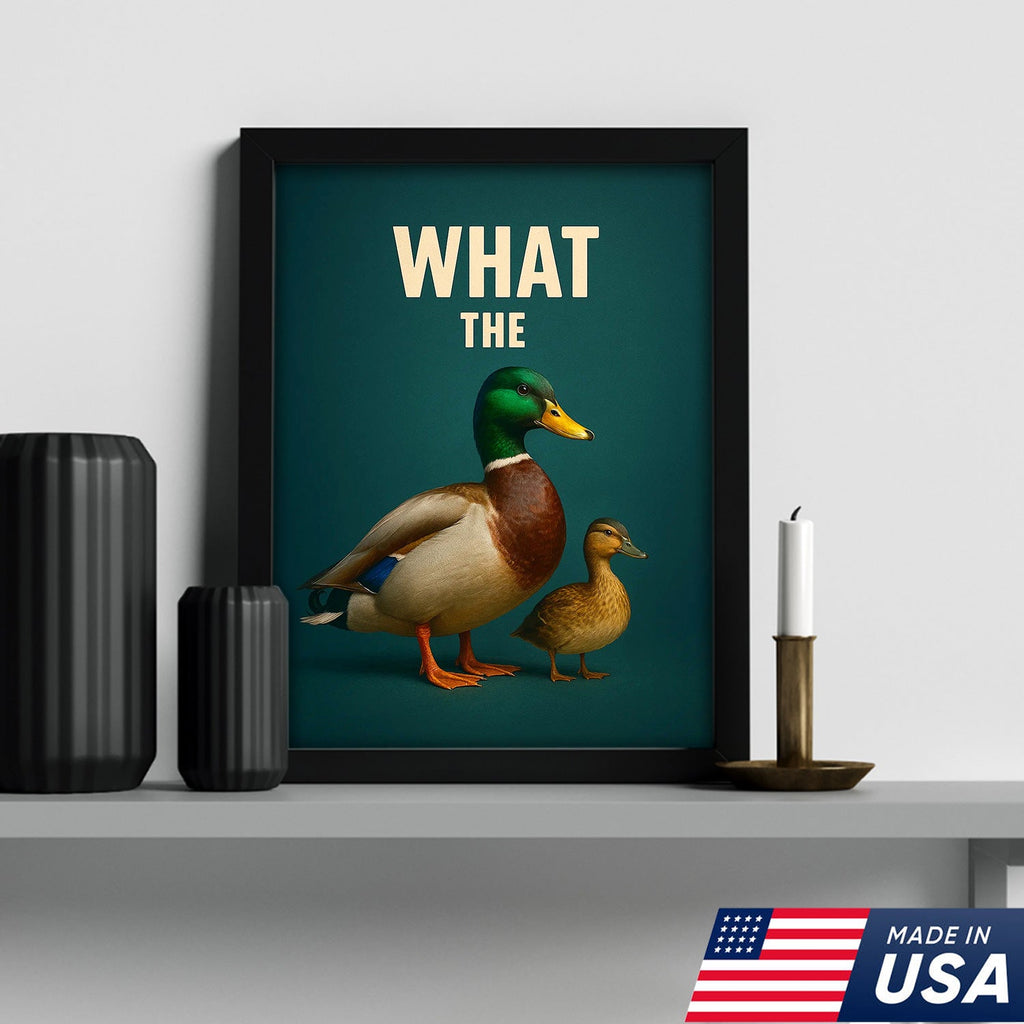 Hilarious Duck Wall Art – Quirky Mallard Canvas Print – Unique Rustic Lodge Bathroom Decor
