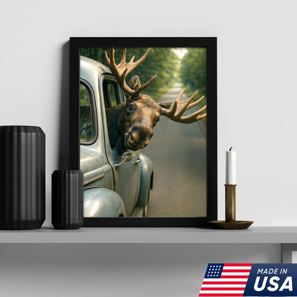 Funny Moose Canvas – Hilarious Wildlife Wall Art Gift for Hunters, Cabin or Lodge Decor