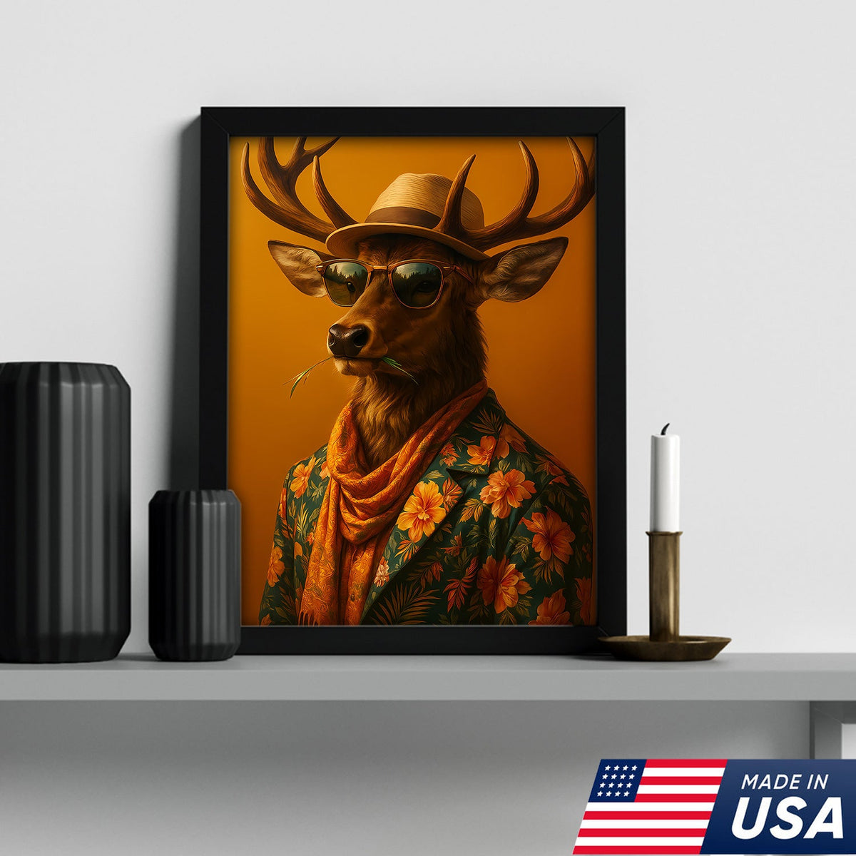 Stylish Deer Canvas – Funny Hunting Wall Art for Cabin & Man Cave, Cool Gift for Hunters