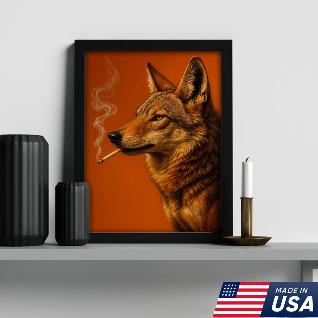 Coyote Canvas Wall Art – Rustic Wildlife Decor – Hunting Cabin Artwork – Mountain Lodge Wall Hanging