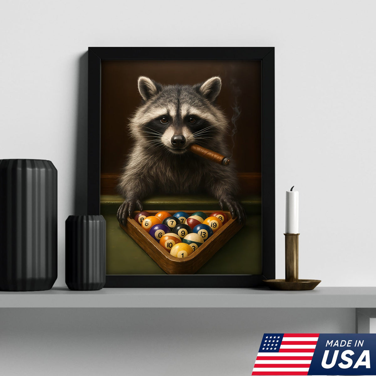 Funny Raccoon Pool Player Canvas – Perfect Gift for Billiards Lovers & Outdoors Men