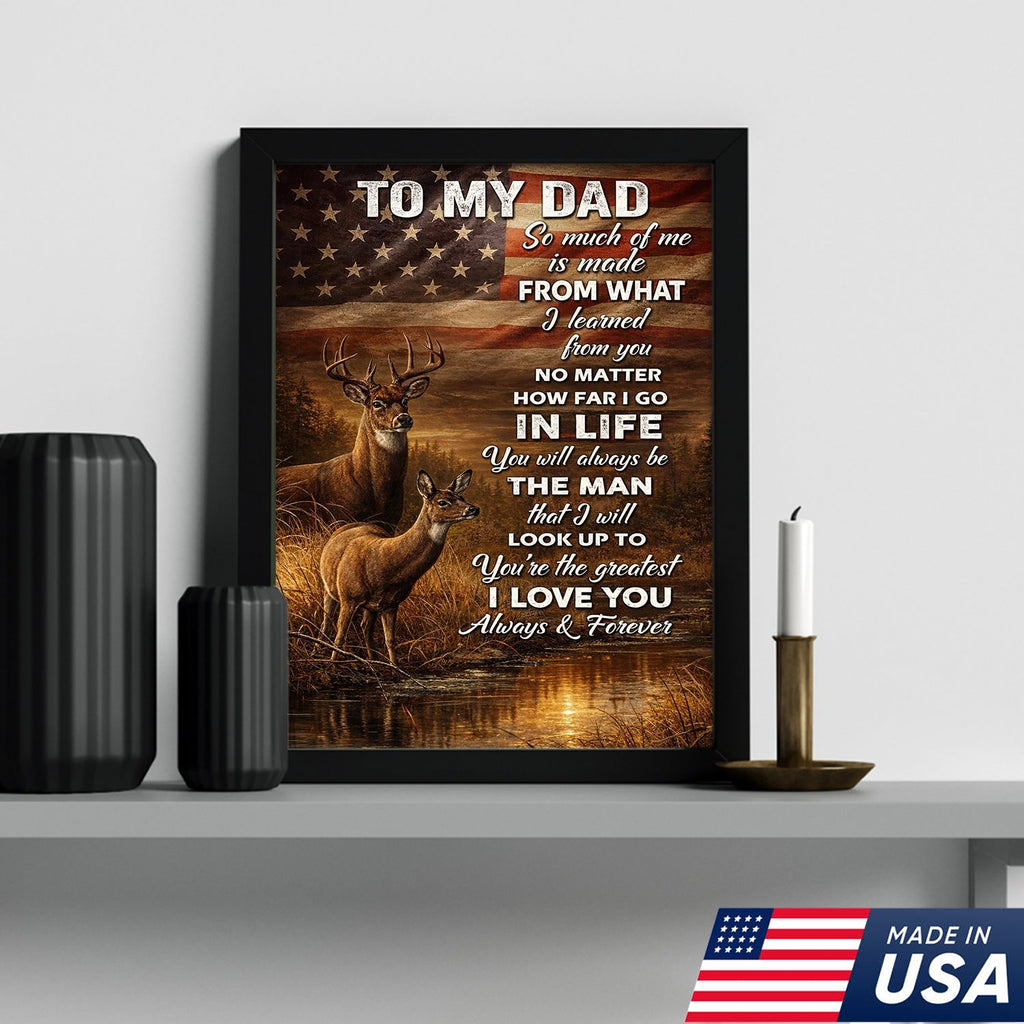 To My Dad Deer Canvas Wall Art – Father Appreciation Gift from Son or Daughter