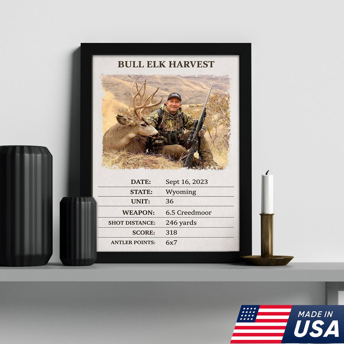 Personalized Bull Elk Hunting Canvas – Custom Hunting Trophy Wall Art