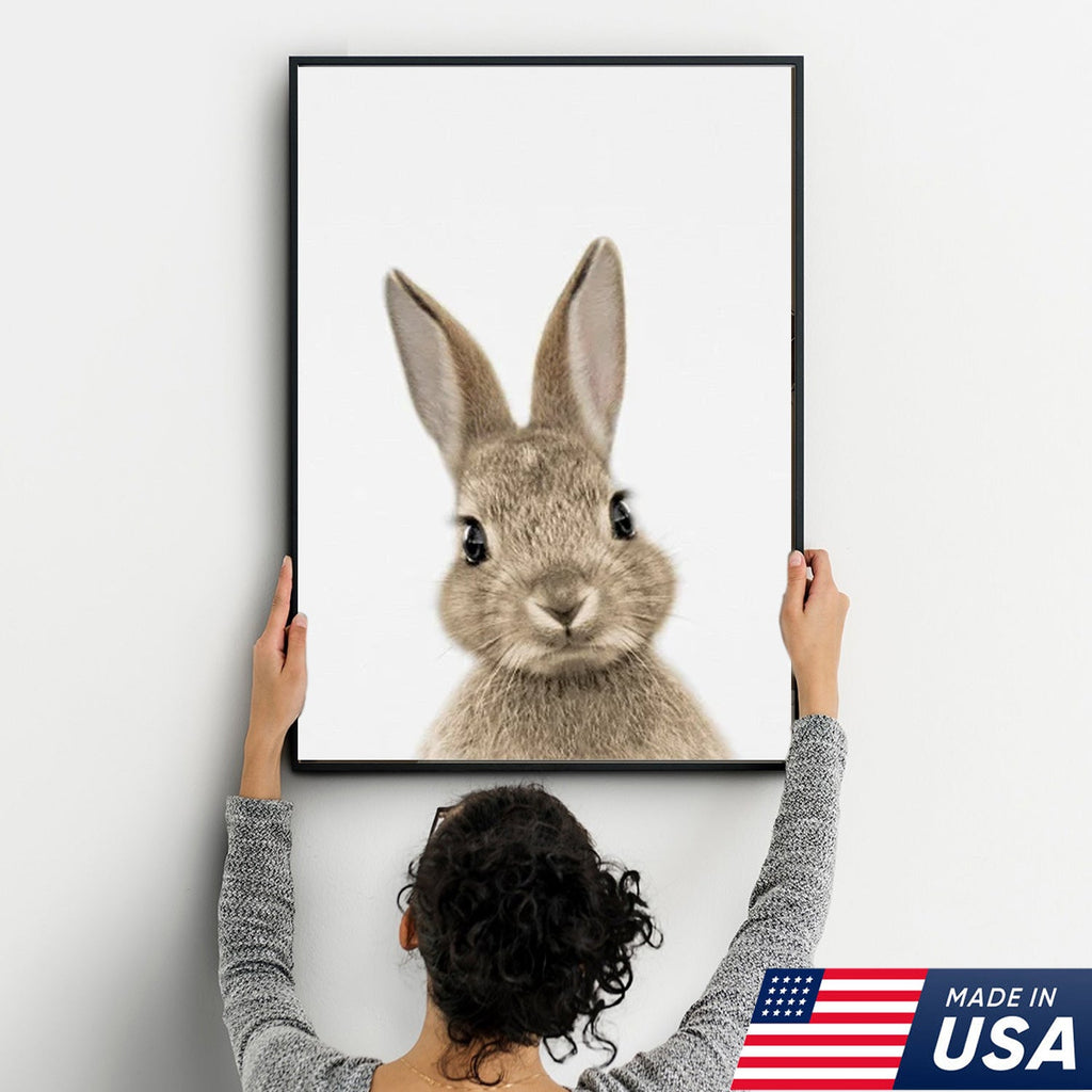 Cute Bunny Trio Wall Art Canvas Set, Minimalist Animal Nursery Illustration