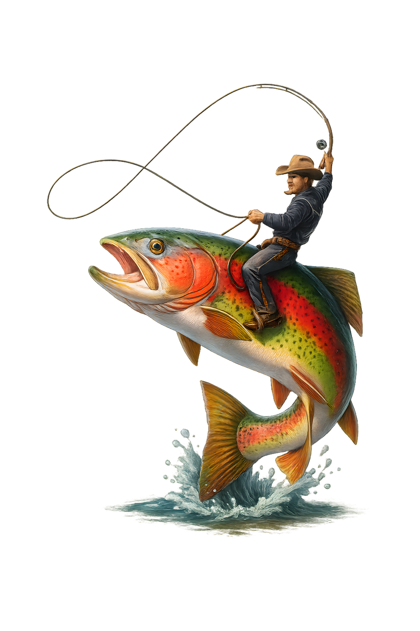 Personalized Funny Fishing Acrylic Ornament – Cowboy Riding Fish Christmas Decoration for Fishermen