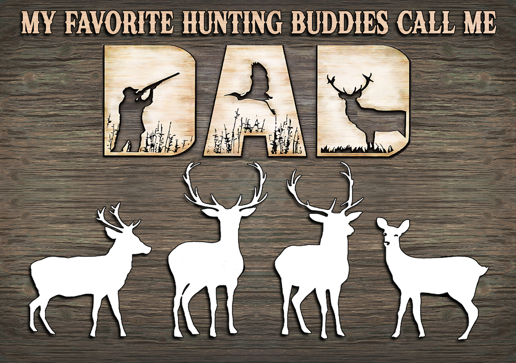 Personalized Hunting Dad Photo Wall Art Canvas - Custom Deer Family Name Plaque