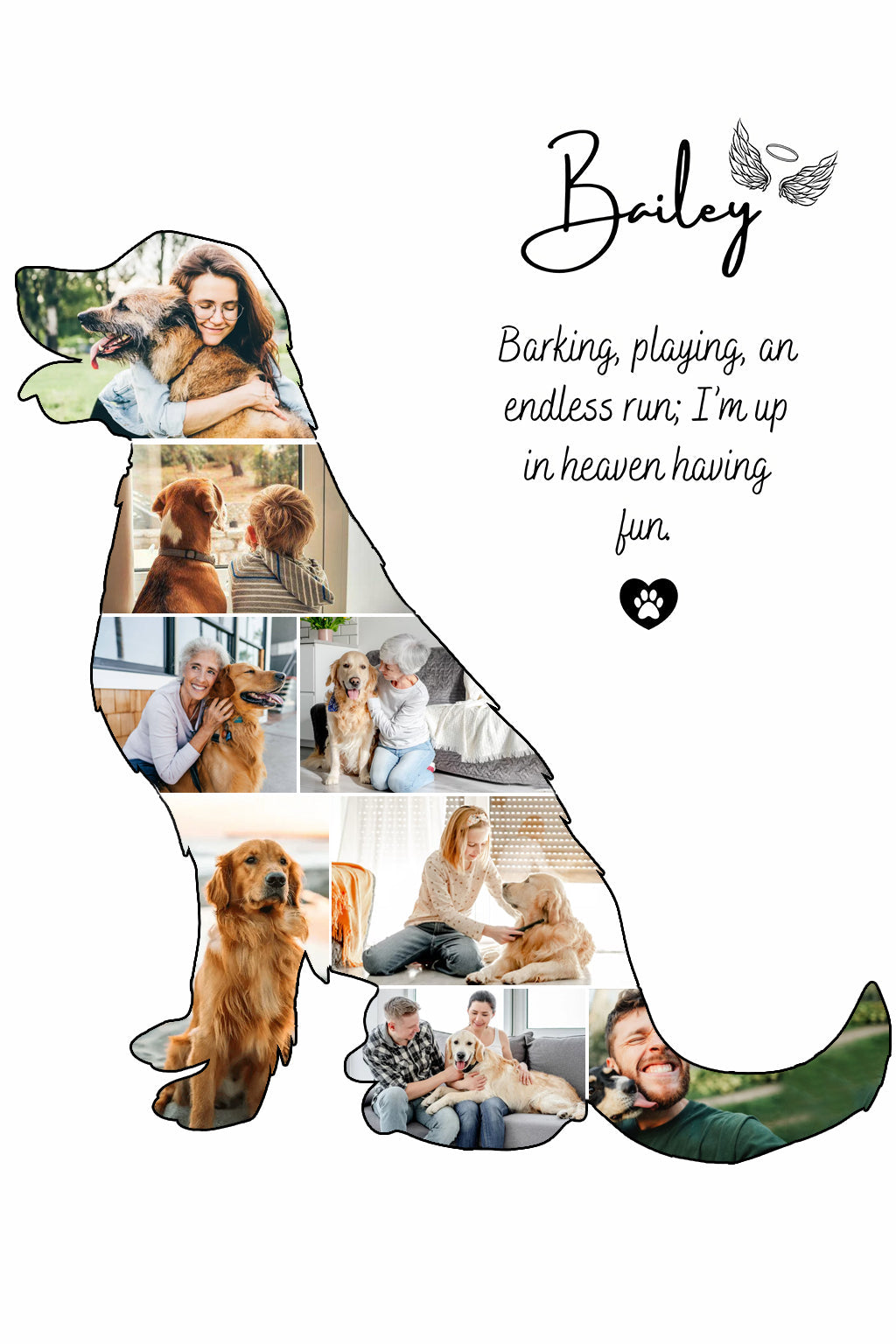 Custom Dog Memorial Print Canvas, Personalized Pet Loss Gift, Rainbow Bridge Dog Photo Collage