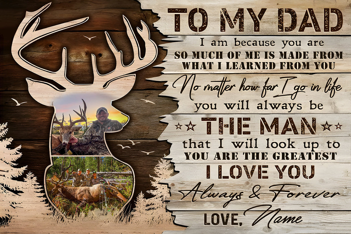 Personalized Hunting Dad Canvas – To My Dad Gift from Son Custom Deer Photo Wall Art