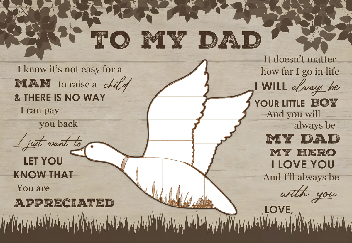 Personalized To My Dad Hunting Canvas – Custom Duck Hunting Gift for Dad, Father Son Hunting Wall Art