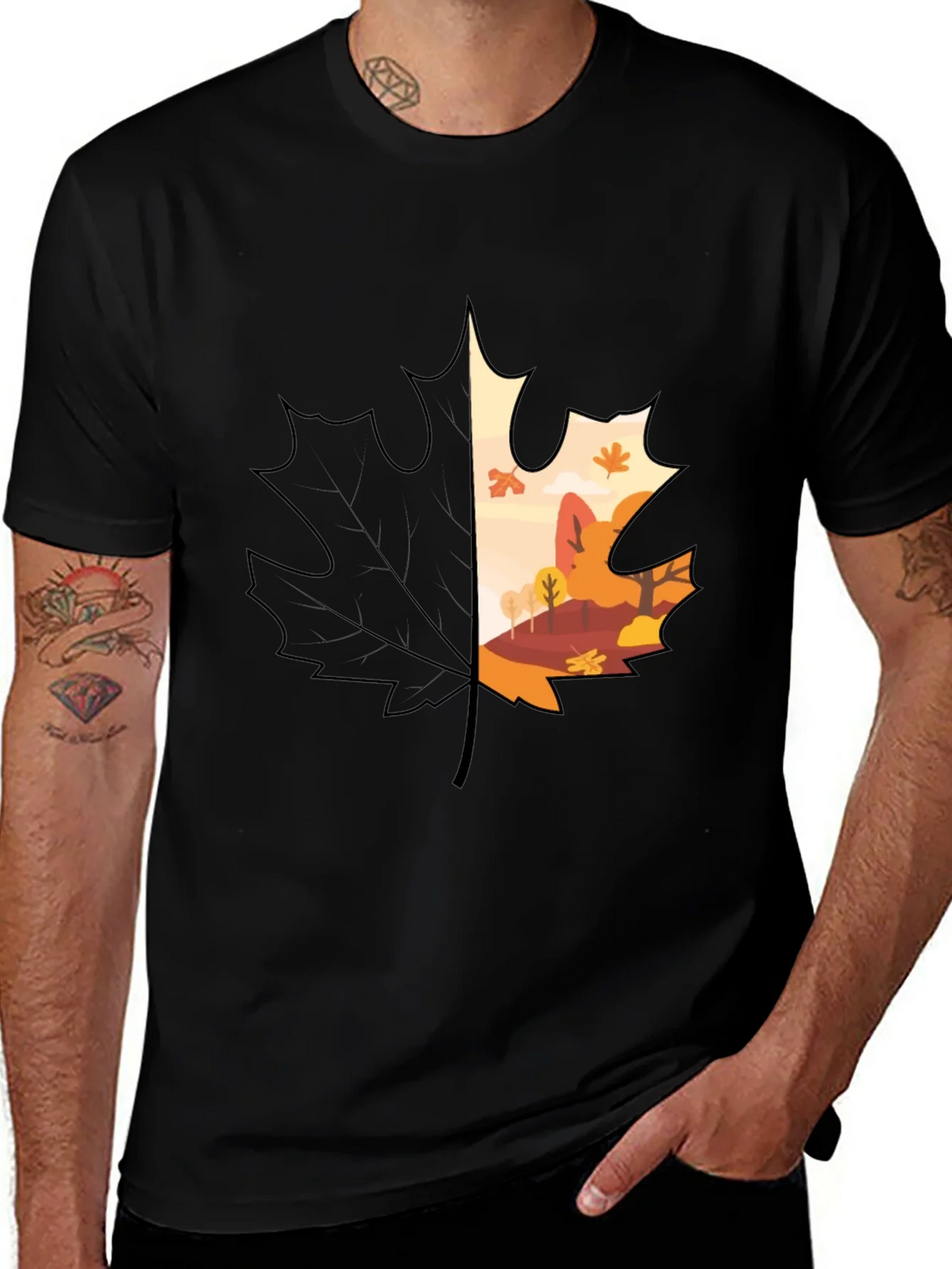 Autumn Leaf Graphic T-Shirt - Nature Inspired Design product image 1
