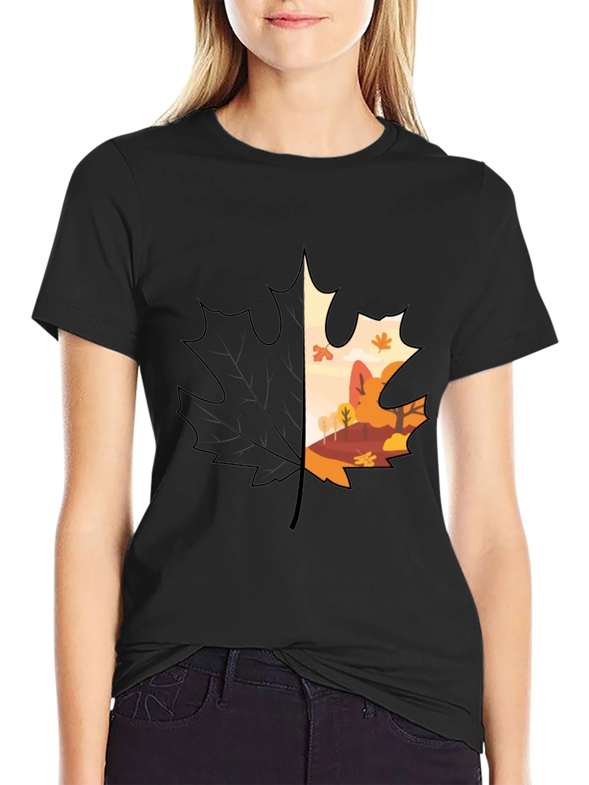 Autumn Leaf Graphic T-Shirt - Nature Inspired Design product image 2