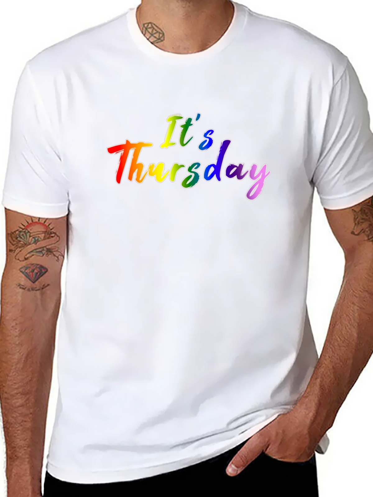 Its Thursday Rainbow Graphic Black T-Shirt product image 7
