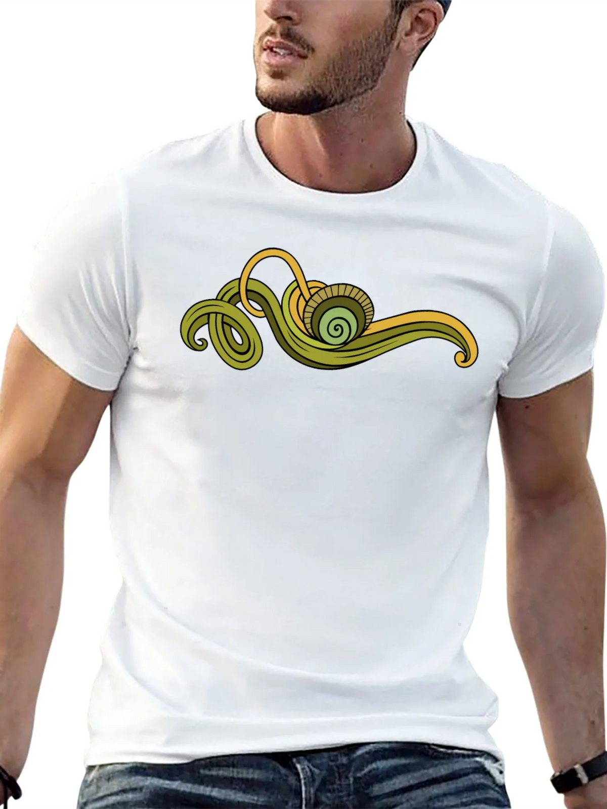 Abstract Green Swirl Graphic Tee product image 12