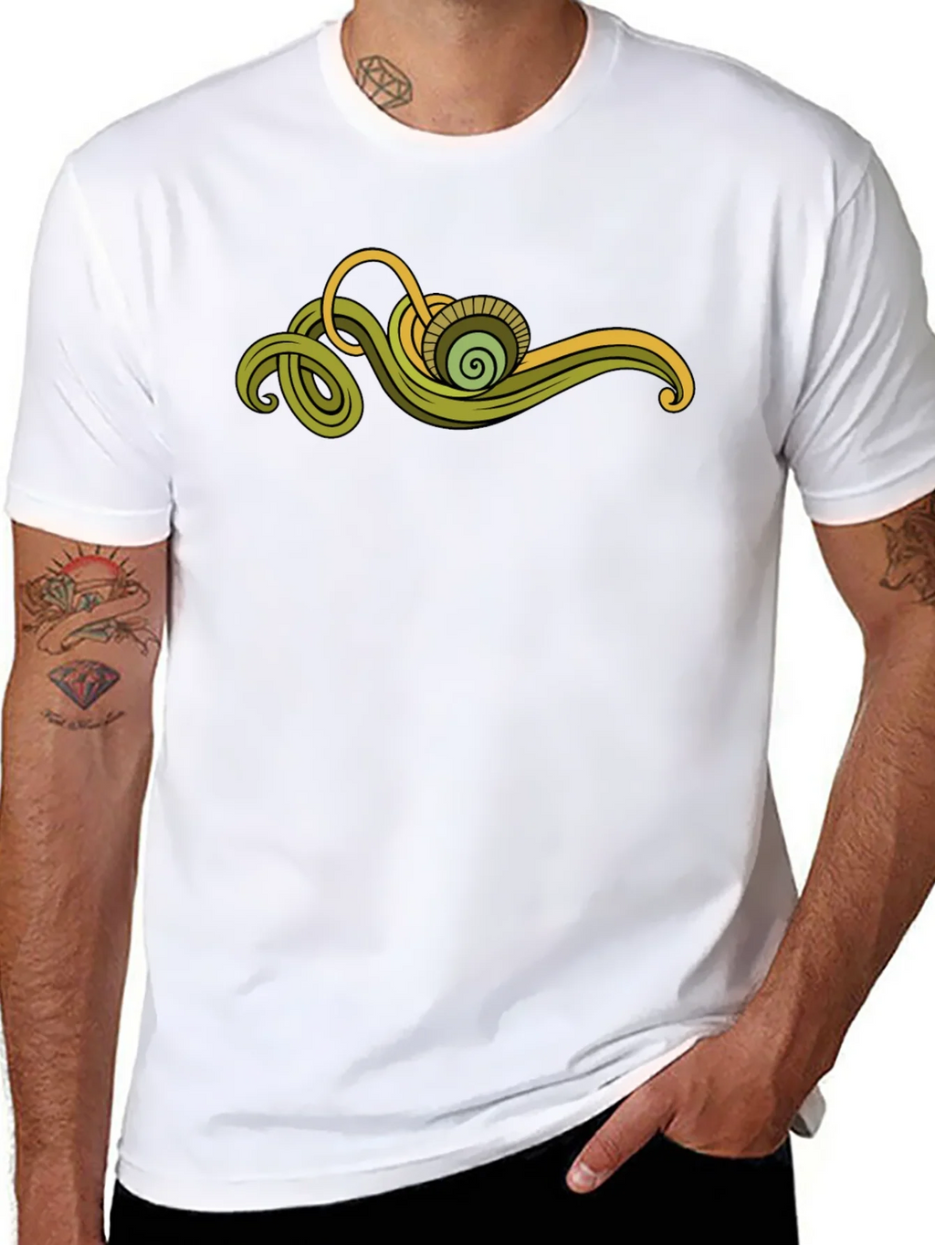 Abstract Green Swirl Graphic Tee product image 7