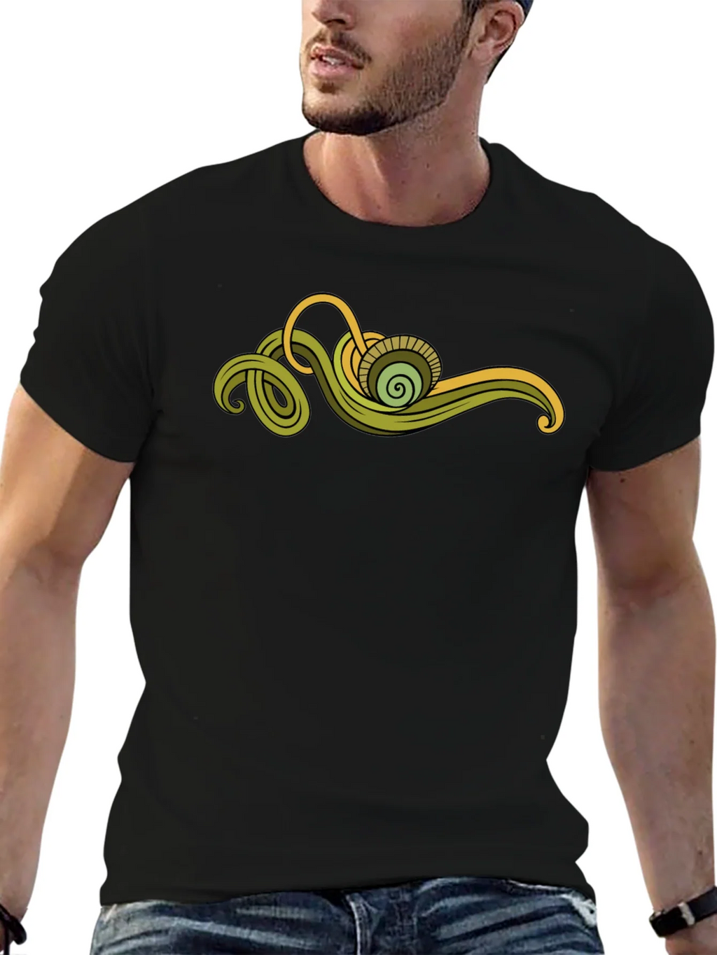 Abstract Green Swirl Graphic Tee product image 6