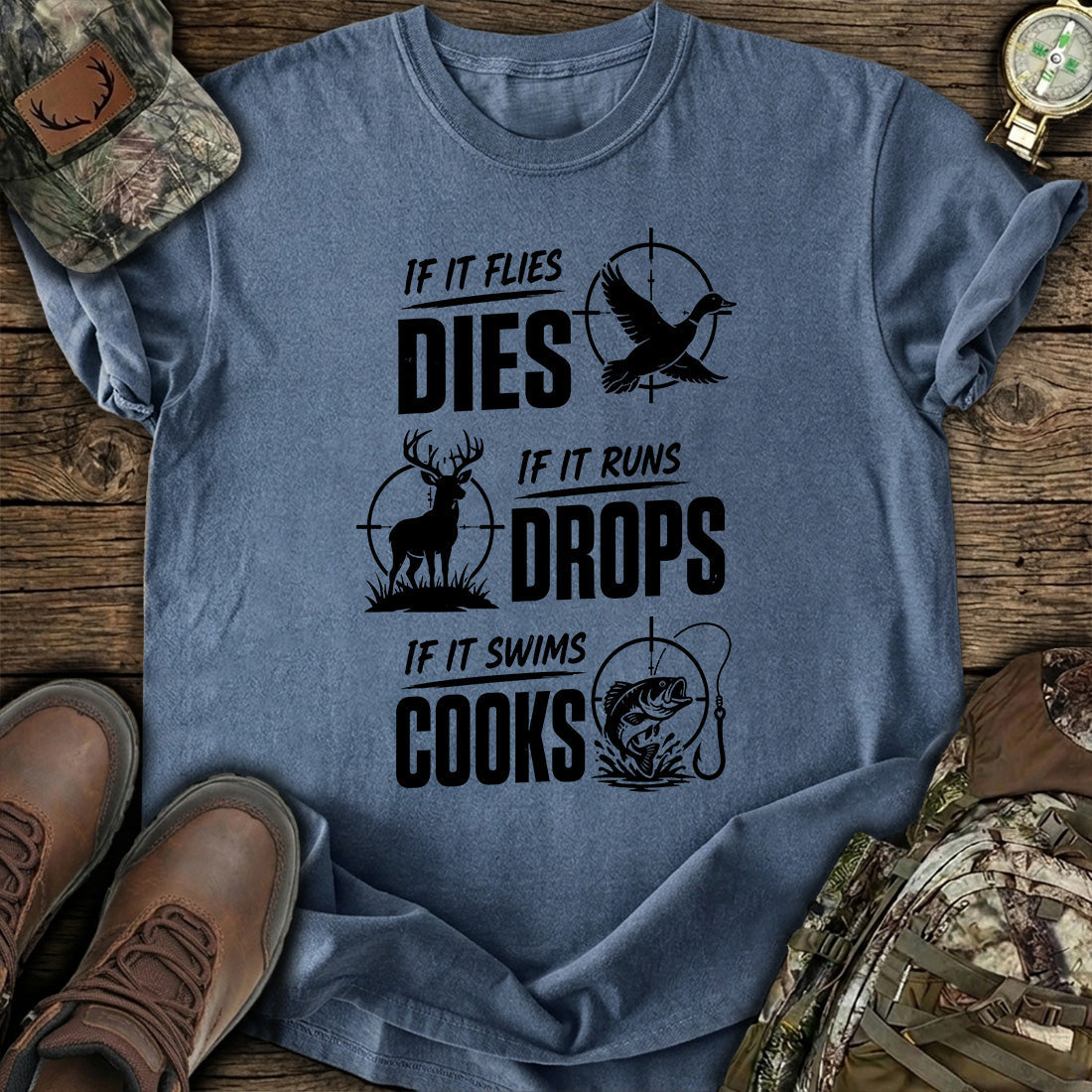 If It Flies Die Hunting T-Shirt product image 4