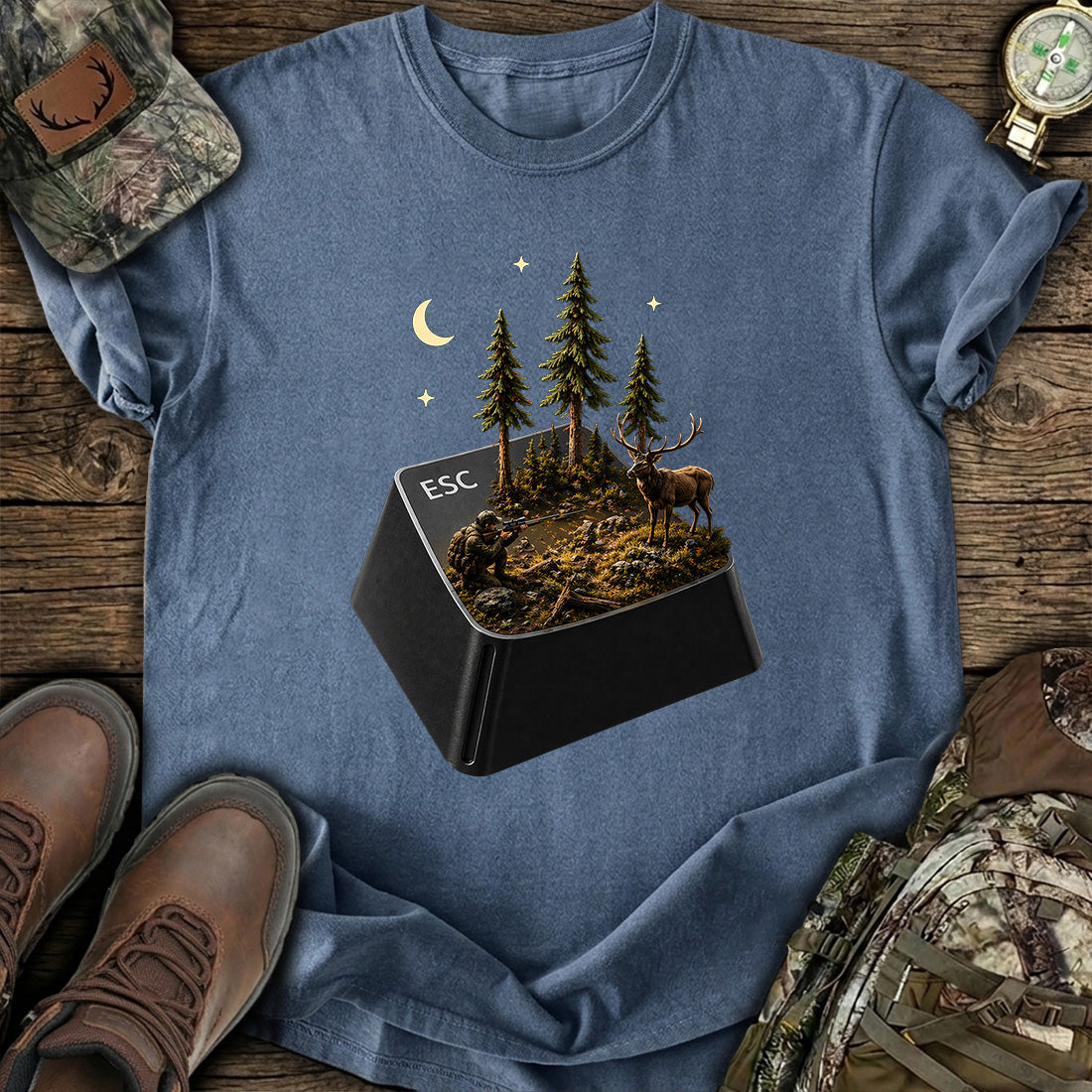 ESC Key Hunting Scene Hunter T-Shirt product image 5