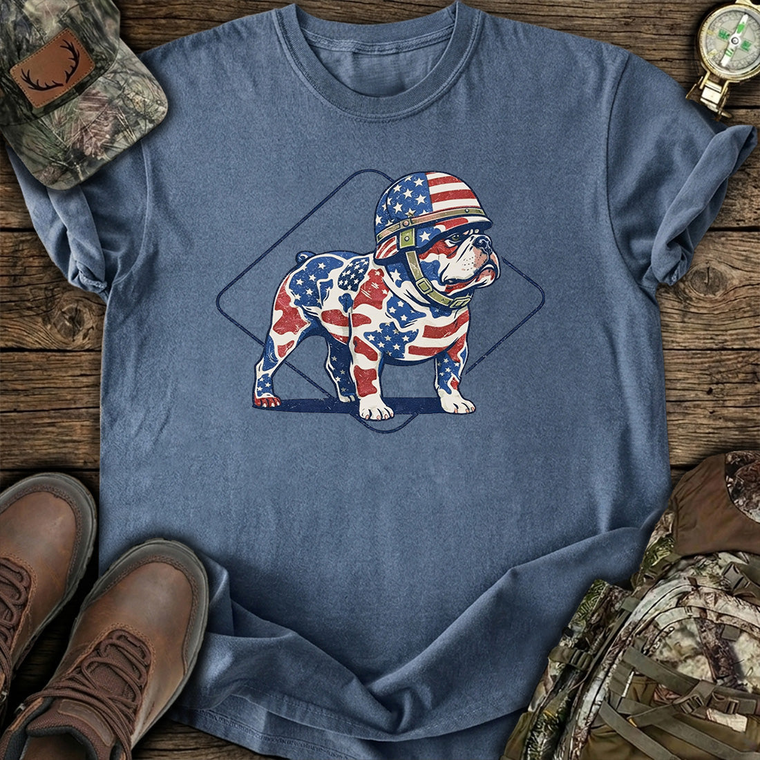 Patriotic Bulldog USA Flag T-Shirt product image 5