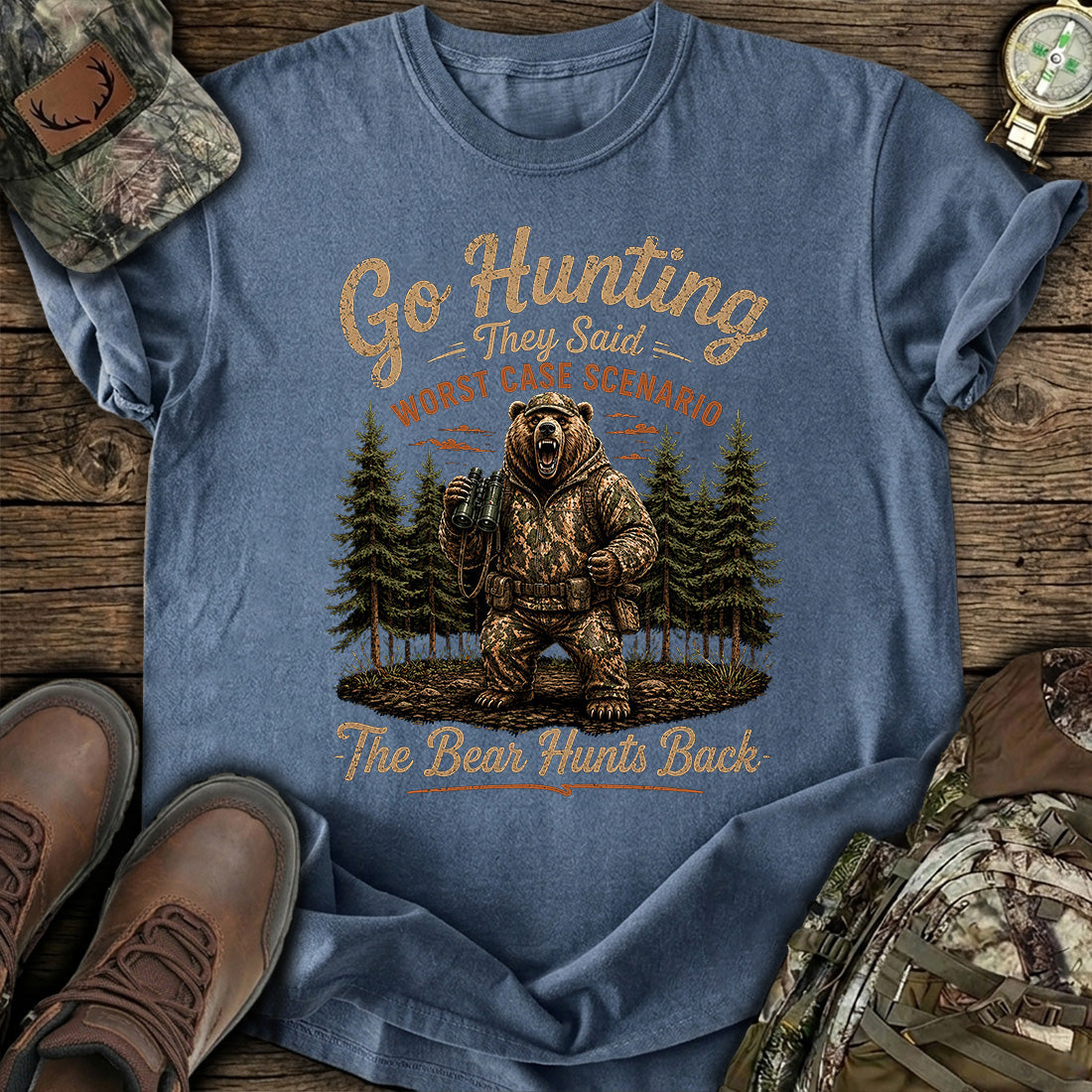 Bear Hunts Back Hunting T-Shirt product image 5
