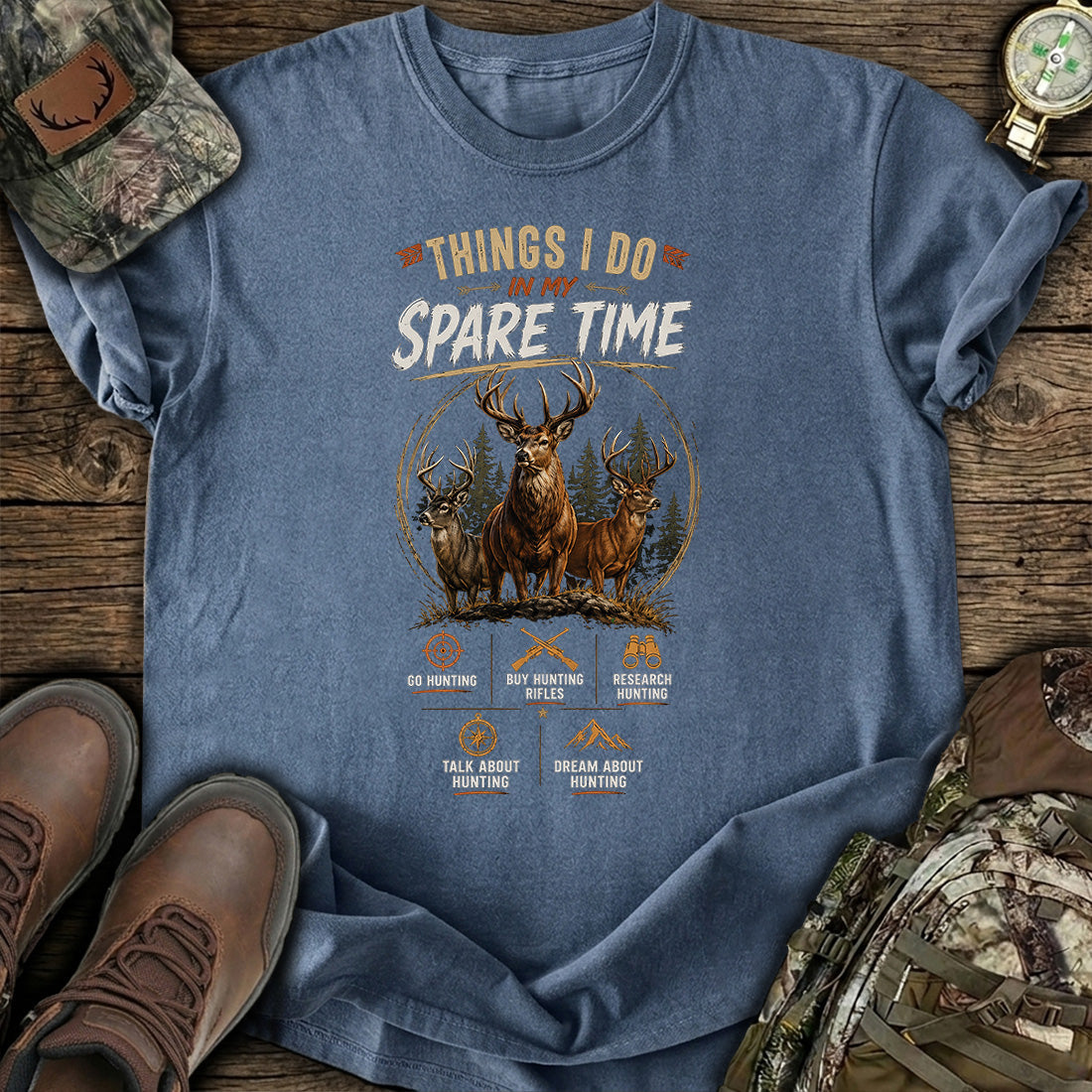 Hunting Spare Time Funny T-Shirt product image 5
