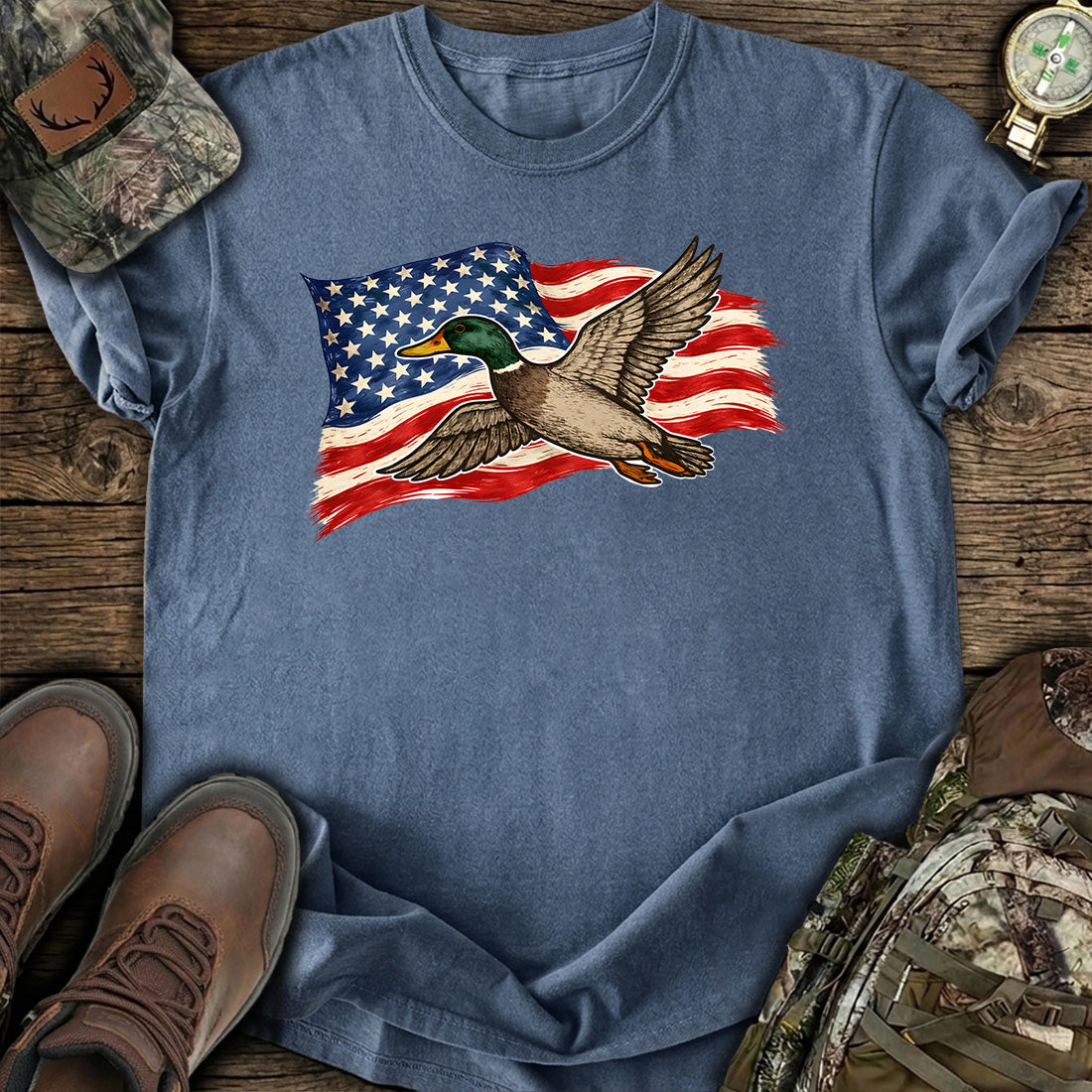 American Flag Duck Hunting T-Shirt product image 5