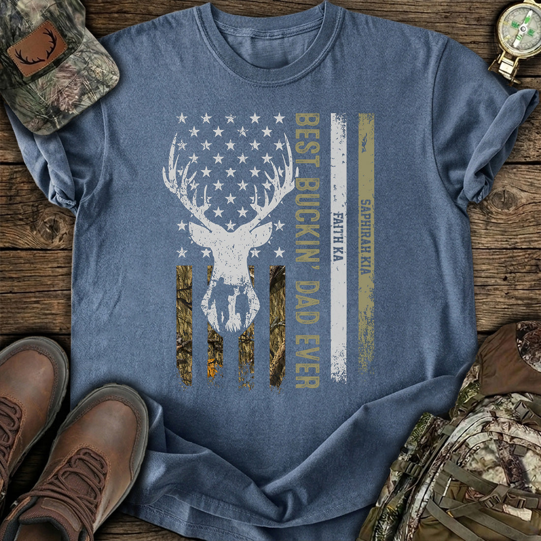 Custom Hunting Dad American T-Shirt product image 3