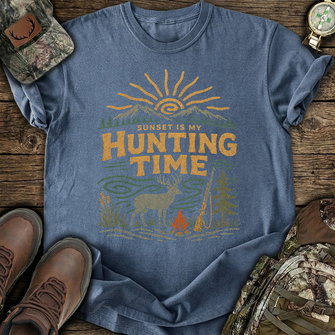 Vintage Hunting Sunset T-Shirt product image 3
