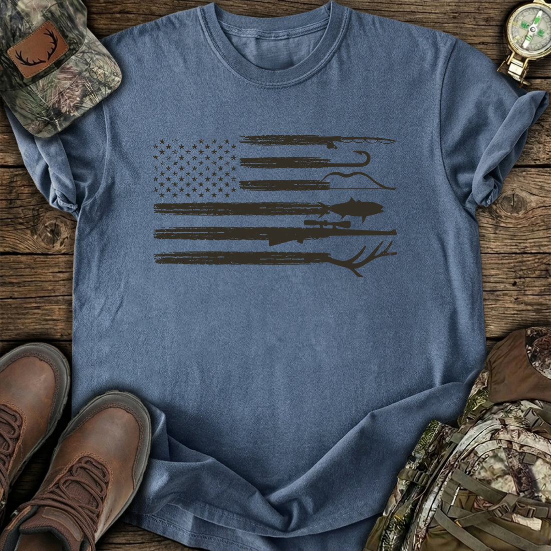 USA Hunting Flag T-Shirt product image 5