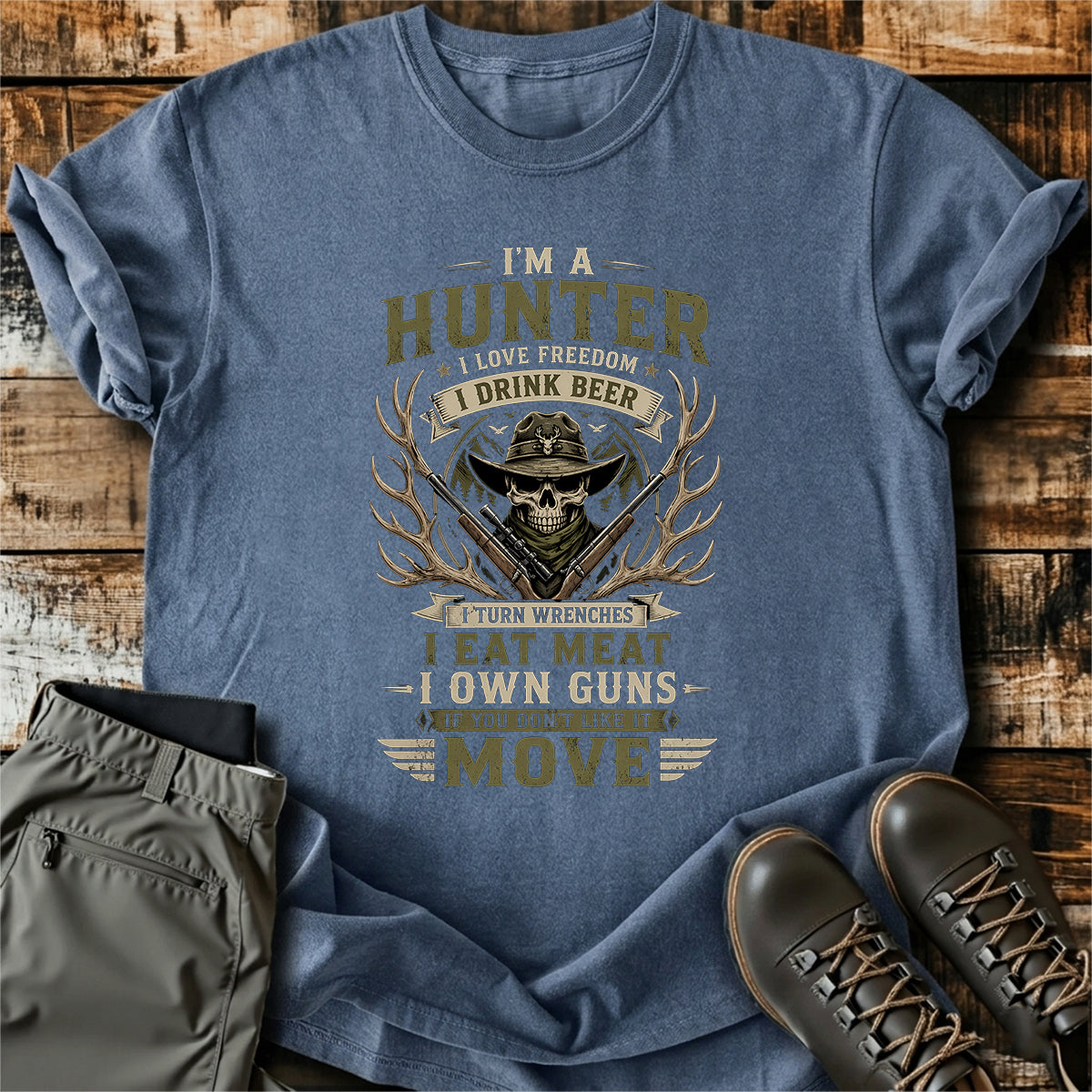 Hunter Skull Beer Freedom T-Shirt product image 2