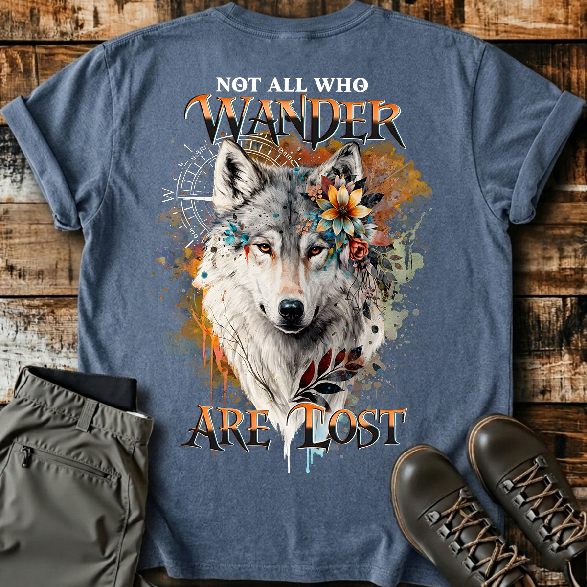 Wolf Wanderer Boho Art T-Shirt product image 5