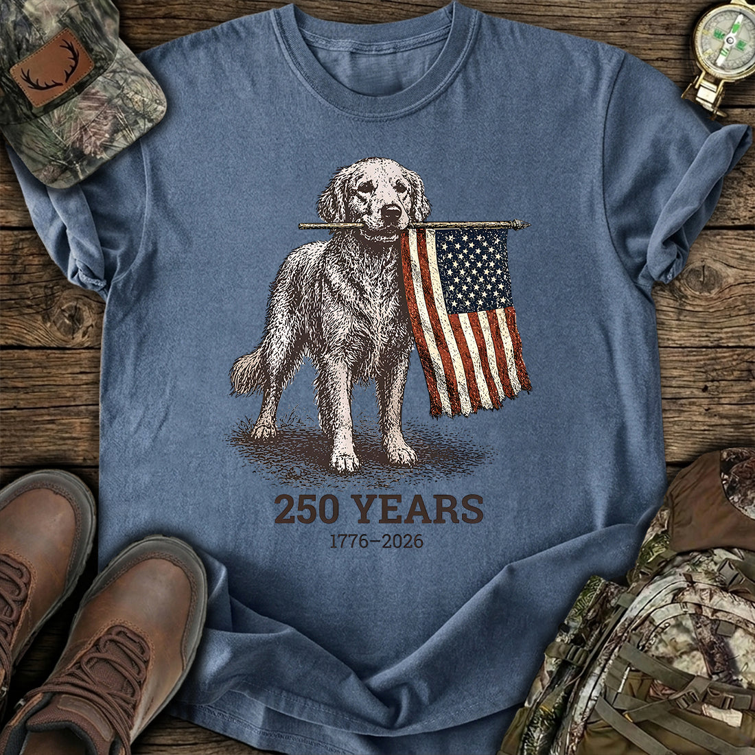 Patriotic Dog 250 Years T-Shirt product image 5