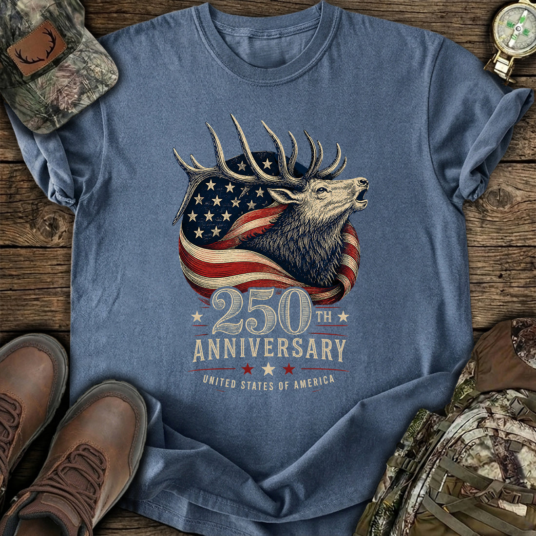 Patriotic Elk Hunting T-Shirt product image 4