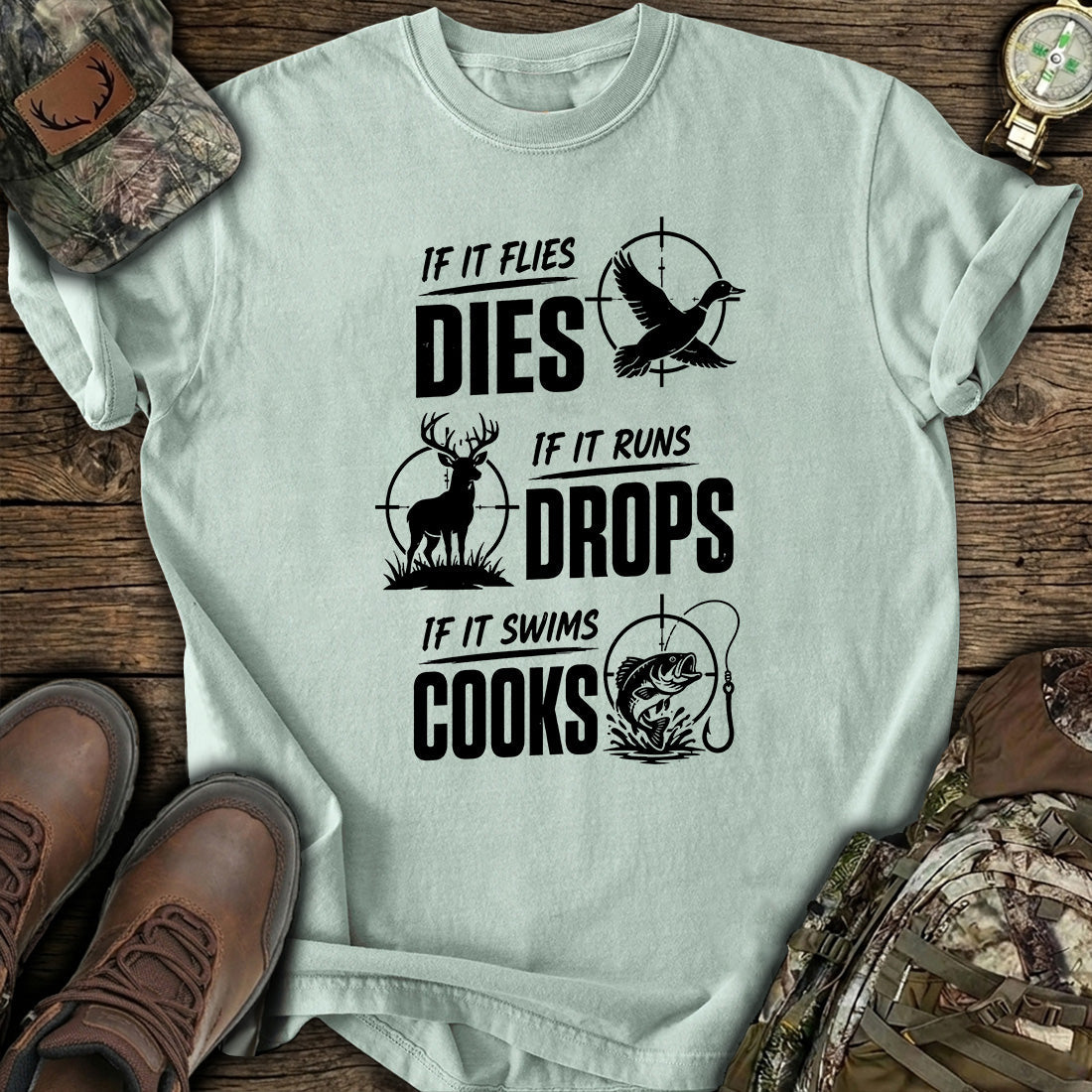 If It Flies Die Hunting T-Shirt product image 3