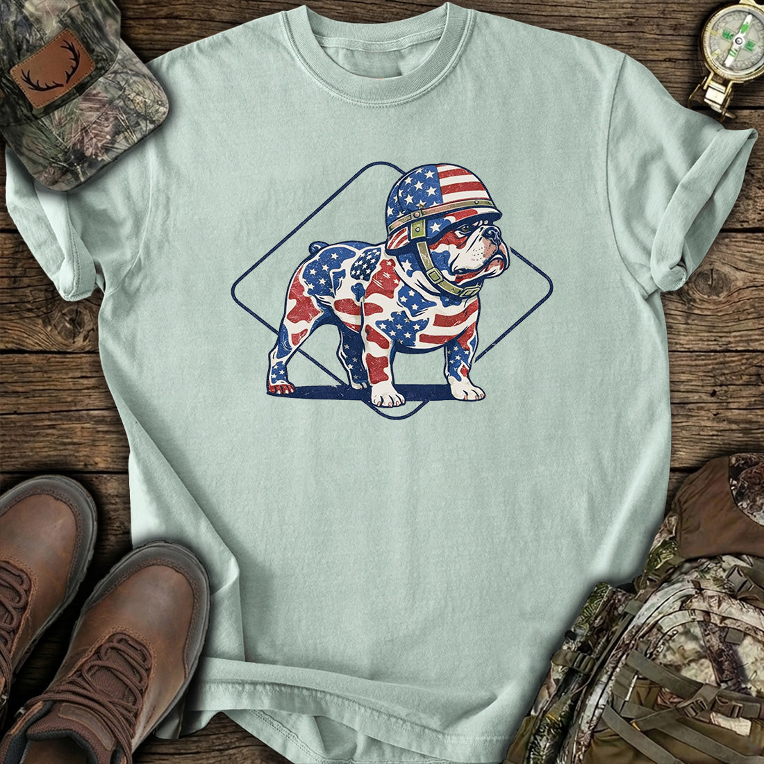 Patriotic Bulldog USA Flag T-Shirt product image 4