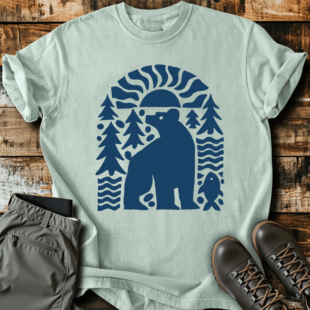 Bear Forest Lake Sunset T-Shirt product image 1