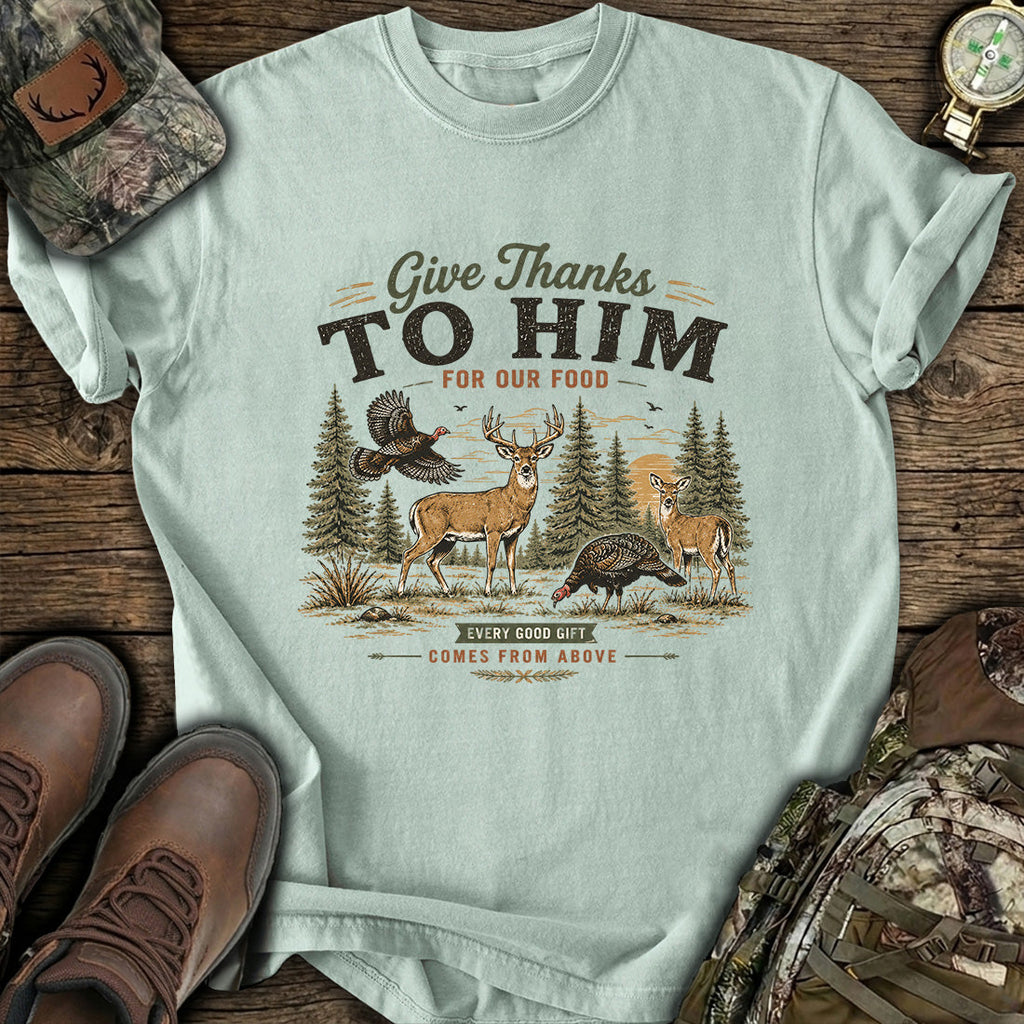 Give Thanks To Him Hunting Deer T-Shirt product image 1