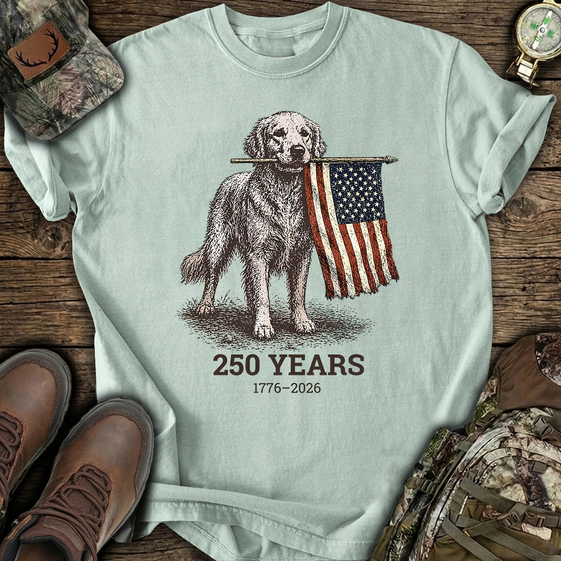 Patriotic Dog 250 Years T-Shirt product image 3
