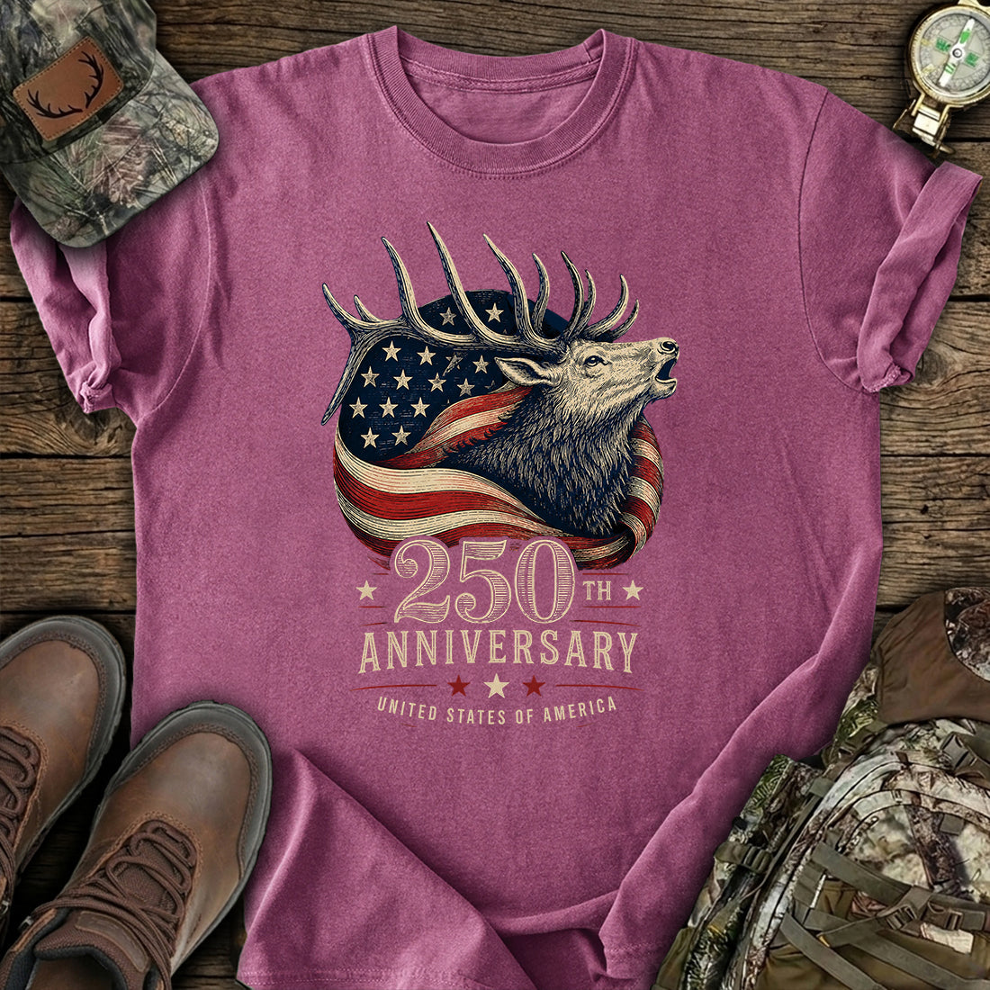 Patriotic Elk Hunting T-Shirt product image 3