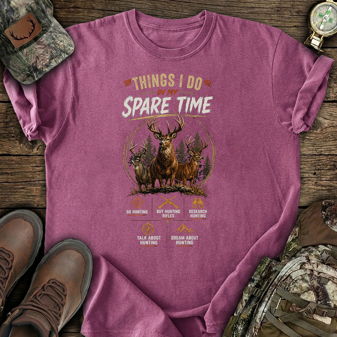 Hunting Spare Time Funny T-Shirt product image 4