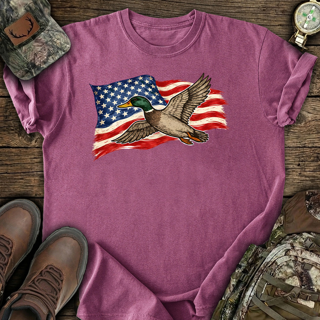 American Flag Duck Hunting T-Shirt product image 6