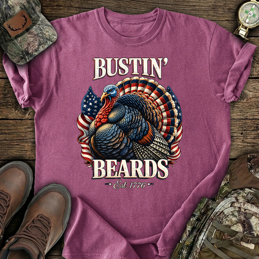 Turkey Hunting Bustin Beards T-Shirt product image 4