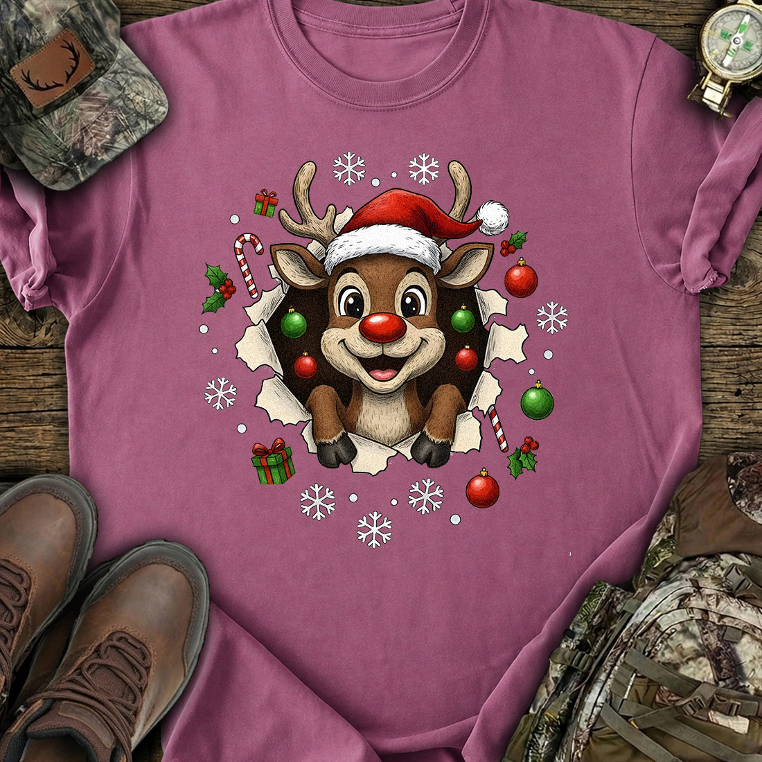 Reindeer Elf Peek T-Shirt product image 3